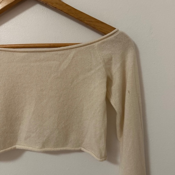 Reformation Valeria Cashmere Cropped Sweater in Cream | Size XS - Picture 8 of 12